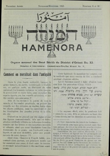 Hamenora. novembre - décembre 1925 Vol 03 N° 09-10